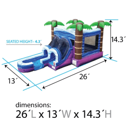 tropical20combo20meas 1748976082 Tropical Single Slide Bounce House Combo (DRY)