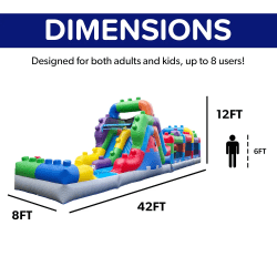 IMG 8160 1753390232 42 FT BLOCK PARTY OBSTACLE COURSE WITH 12 FT DUAL LANE SLIDE