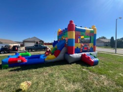 BLOCK MANIA BOUNCE HOUSE COMBO WITH DUAL SLIDE AND POOL (WET)