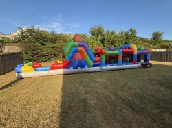 42 FT BLOCK MANIA OBSTACLE COURSE WITH 12 FT DUAL LANE SLIDE (DRY)